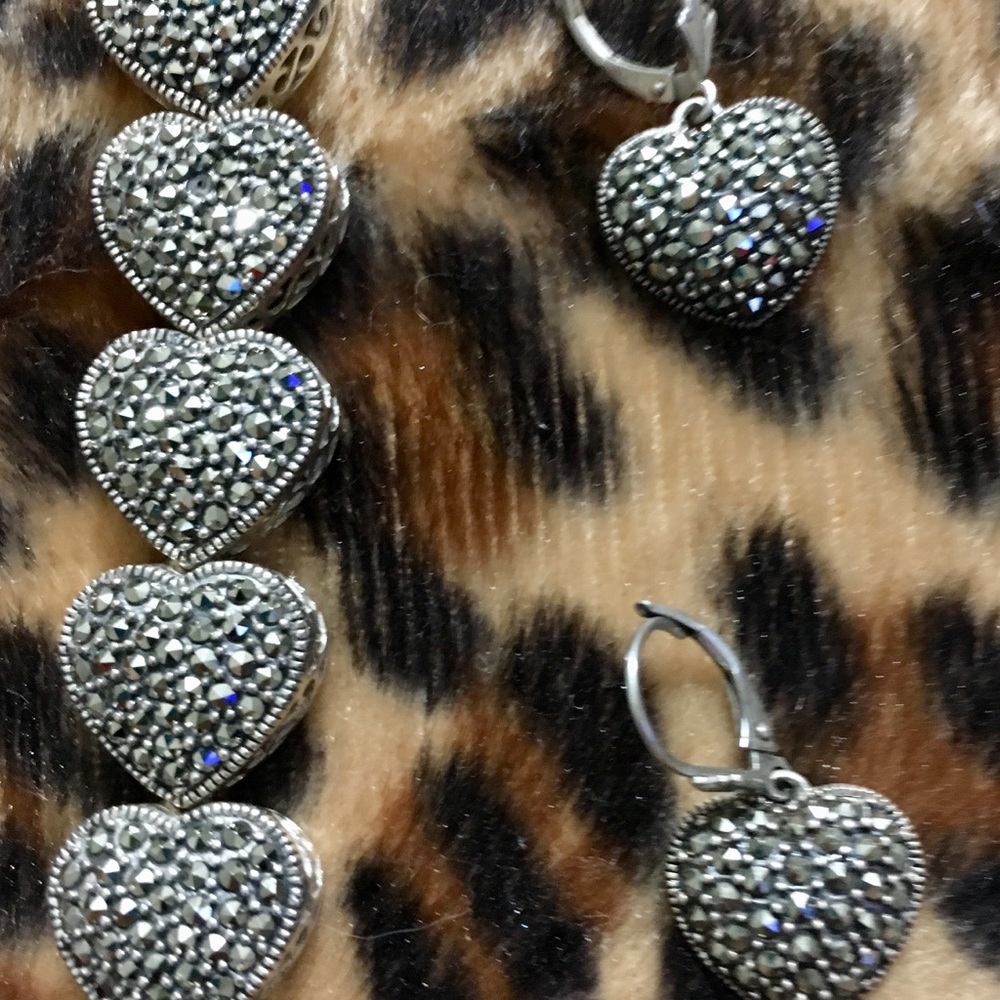 Silver bracelet and matching earrings